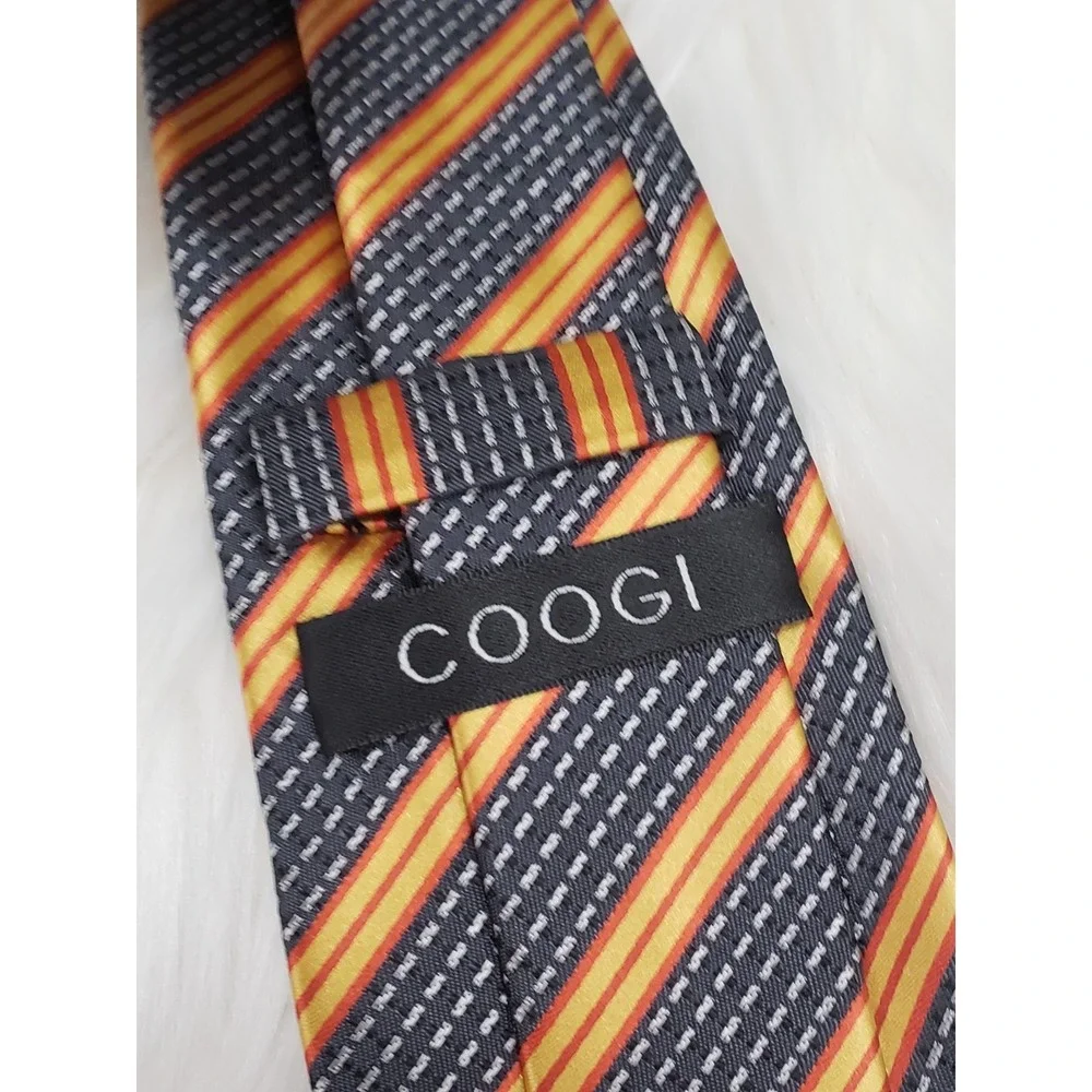 COOGI NECKTIE tie striped orange‎ gray red orange